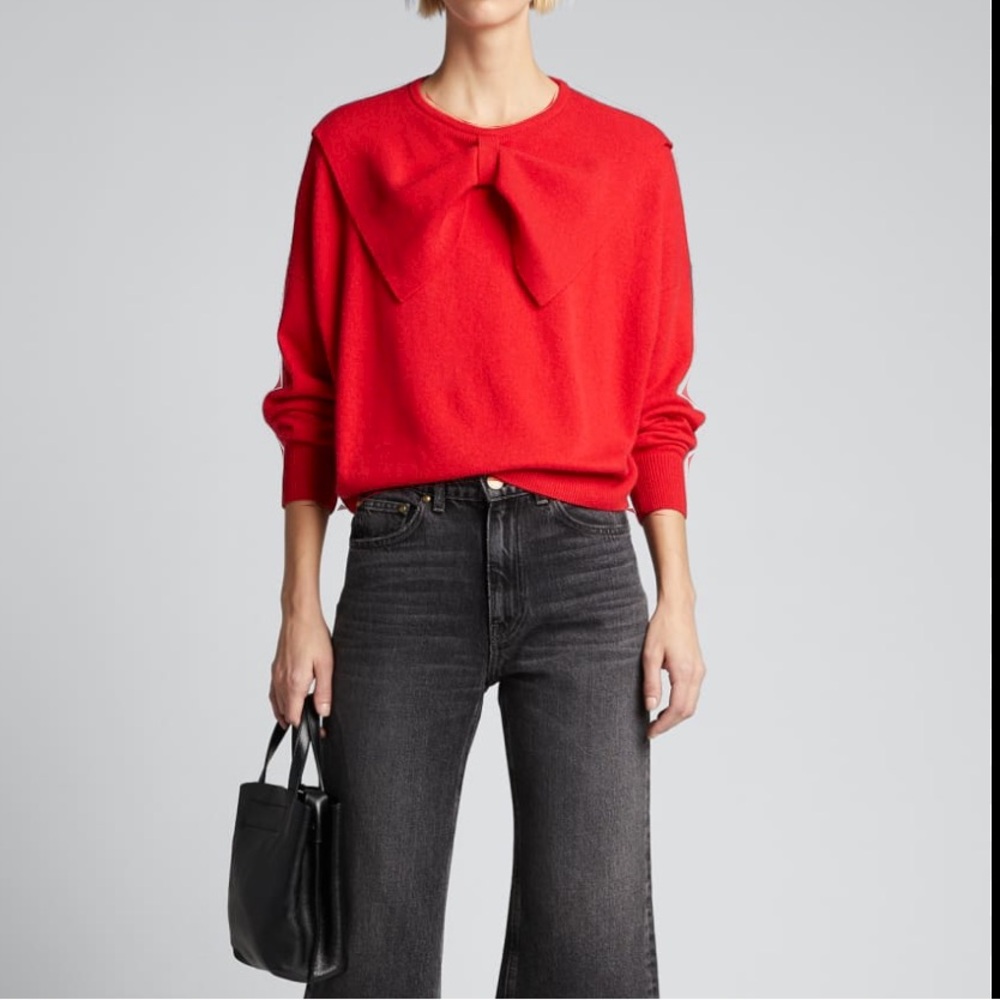 The Great. red bow cashmere sweater